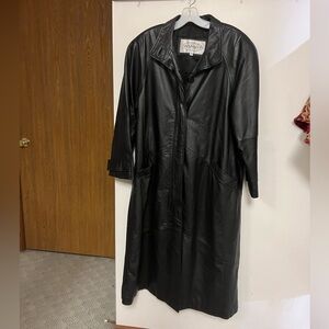 Full length leather jacket.